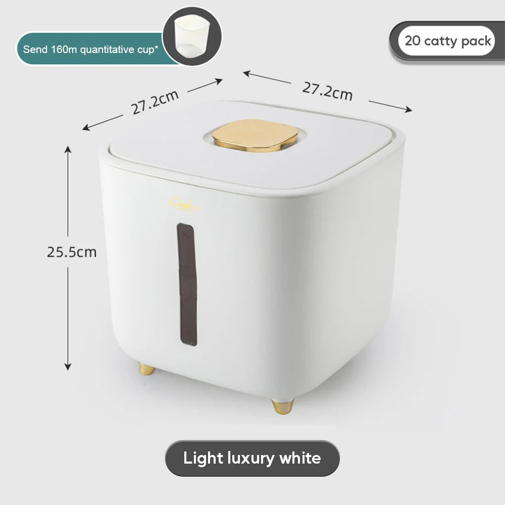 Airtight Pest-Proof Rice & Grain Storage Container — 5 kg / 10 kg (11 lb / 22 lb) Moisture-Proof Kitchen Bin with Double Silicone Seal, Pet Food Dispenser