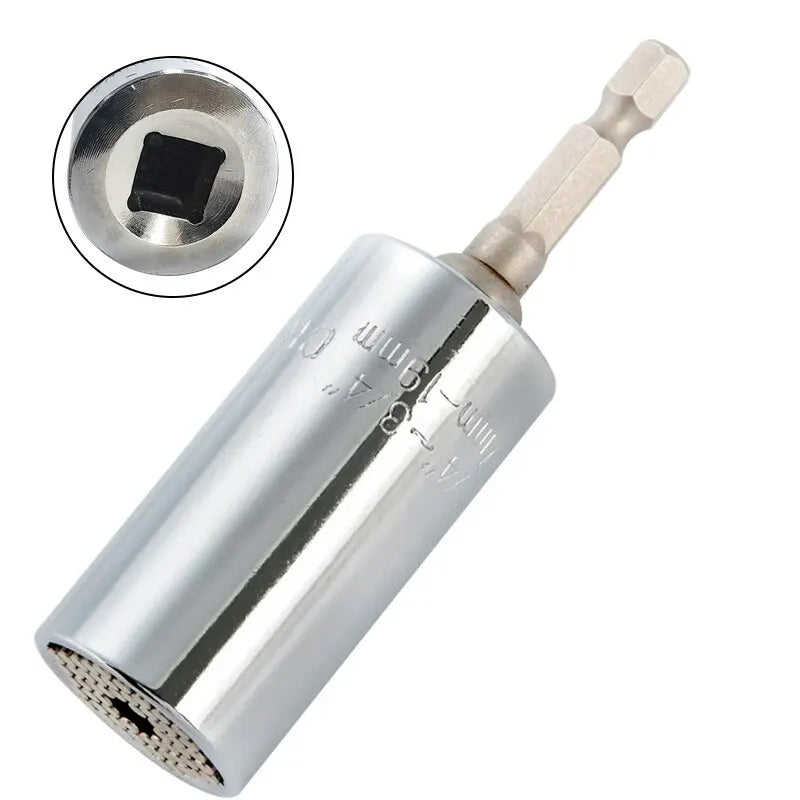 Multifunctional Magic Socket Wrench 7–19mm (0.28–0.75 in) with Extension Rod & Electric Drill Adapter