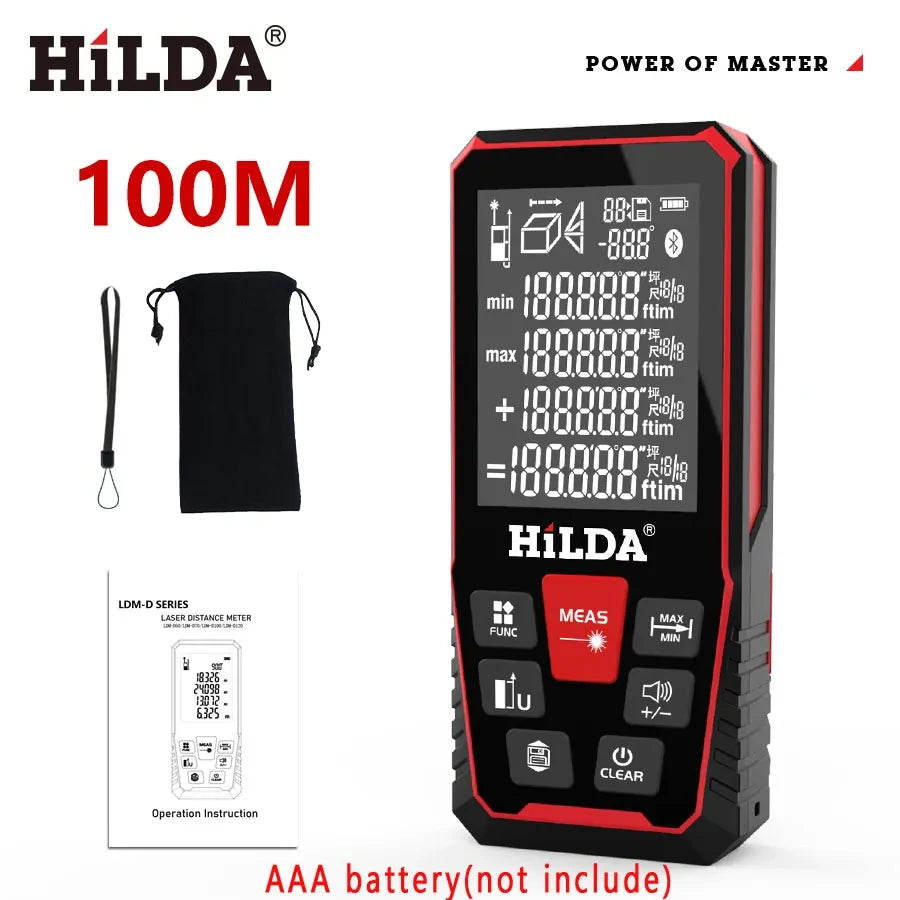Laser Distance Meter Rangefinder 50m/100m/120m (164/328/394 ft) Rechargeable Laser Measure for Construction & DIY