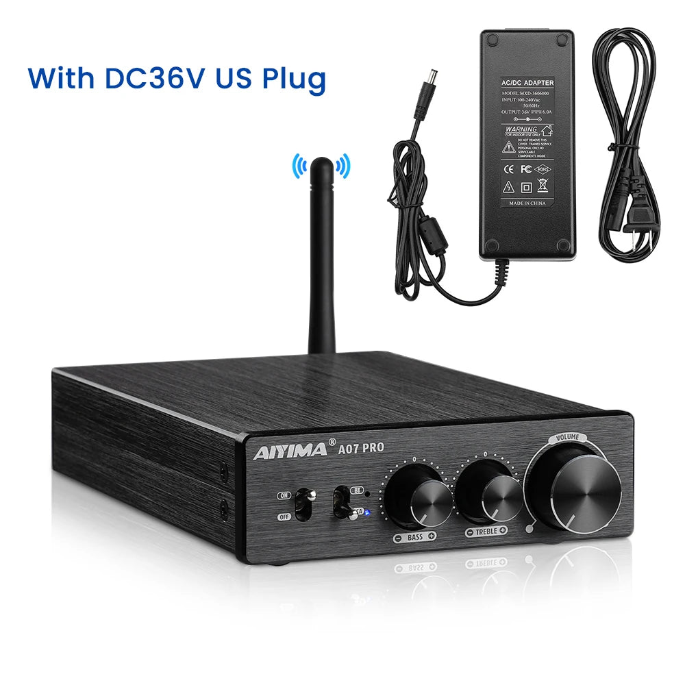 300W x2 Class D Hi‑Fi Stereo Power Amplifier with Bluetooth 5.2 AptX and RCA Inputs for Home Speakers