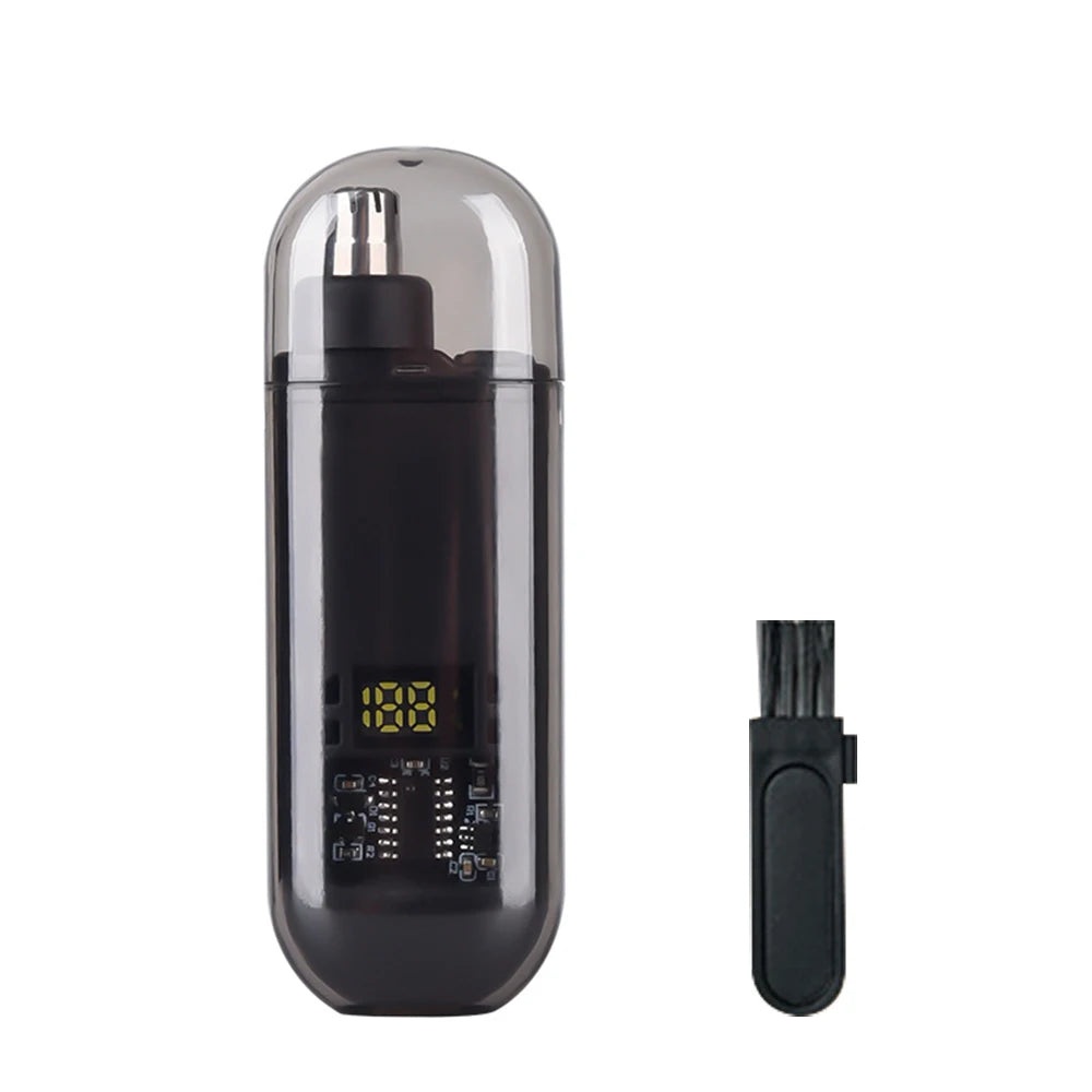 USB-C Rechargeable Nose & Ear Hair Trimmer - Mini Wet/Dry Dual-Blade Travel Groomer