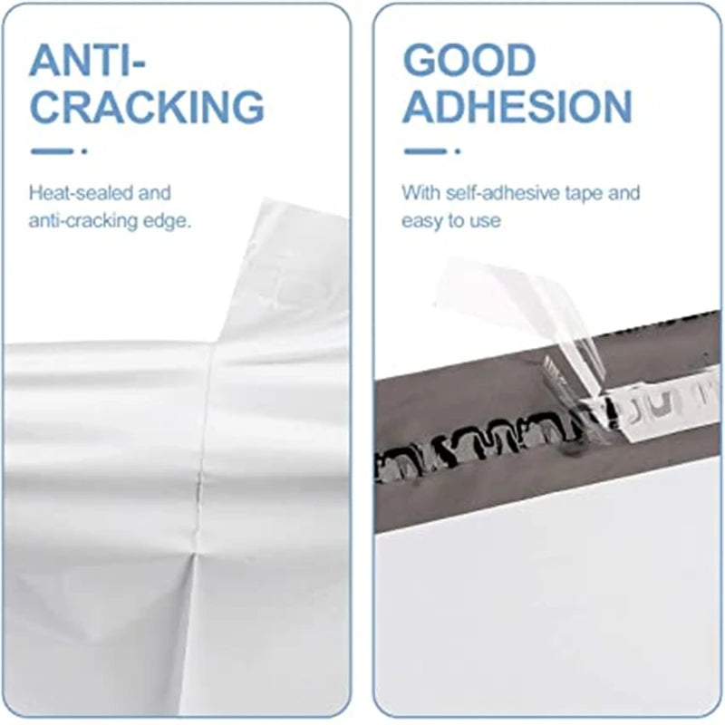 50-Pack White Self-Adhesive Poly Mailers 10 x 13 in (25 x 35 cm) Tear-Resistant Shipping Bags