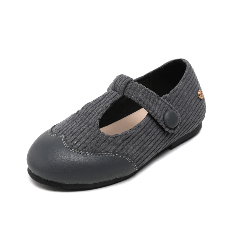 Kids Leather Slip-On Mary Jane Flats — Black Unisex Toddler & Children Oxford Loafers