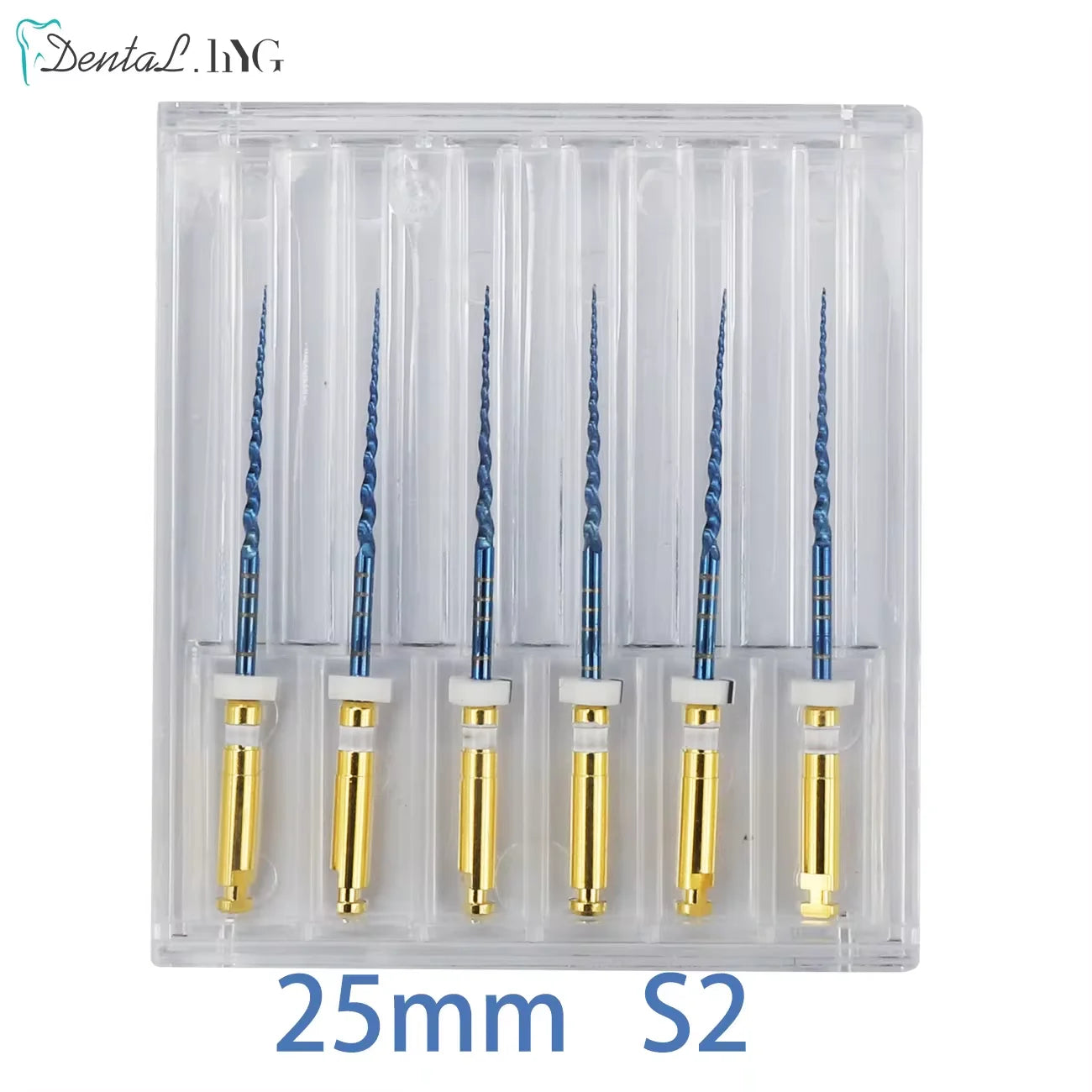 Gold-Coated NiTi Rotary Root Canal Files 6-Pack - Endodontic Files 19mm (0.75in) & 21mm (0.83in)