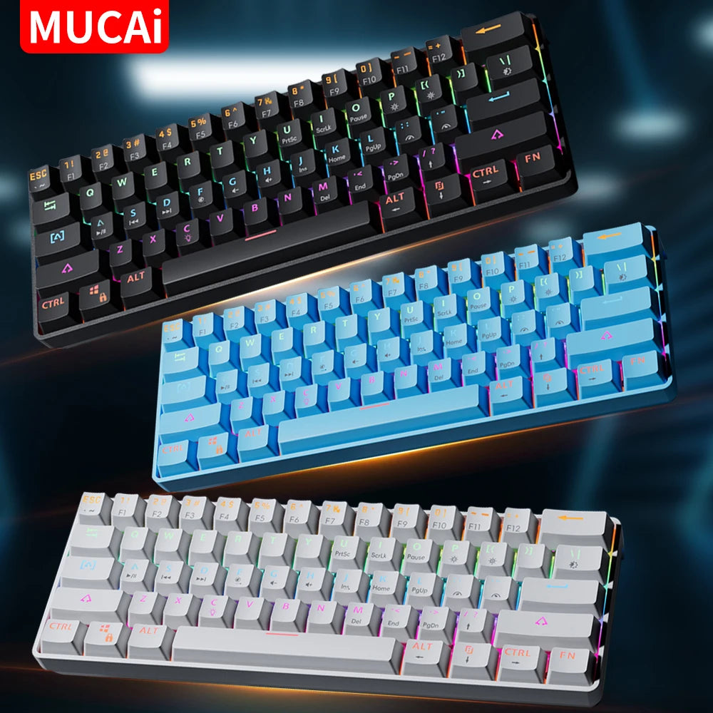61-Key Compact Mechanical Gaming Keyboard – Hot-Swappable RGB Wired USB, Red Linear Switches