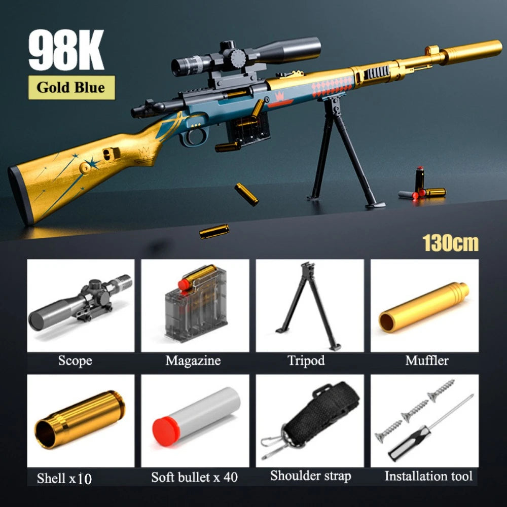 Soft Bullet Toy Sniper Rifle - Manually Loaded Toy Rifle for Outdoor CS Combat & Roleplay, Gift for Teens & Adults