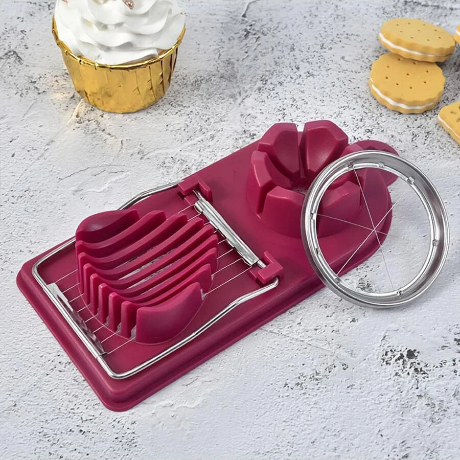 2-in-1 Egg Slicer and Cutter with PP Base, Stainless Steel Wire — Hanging, Easy-Clean Kitchen Tool