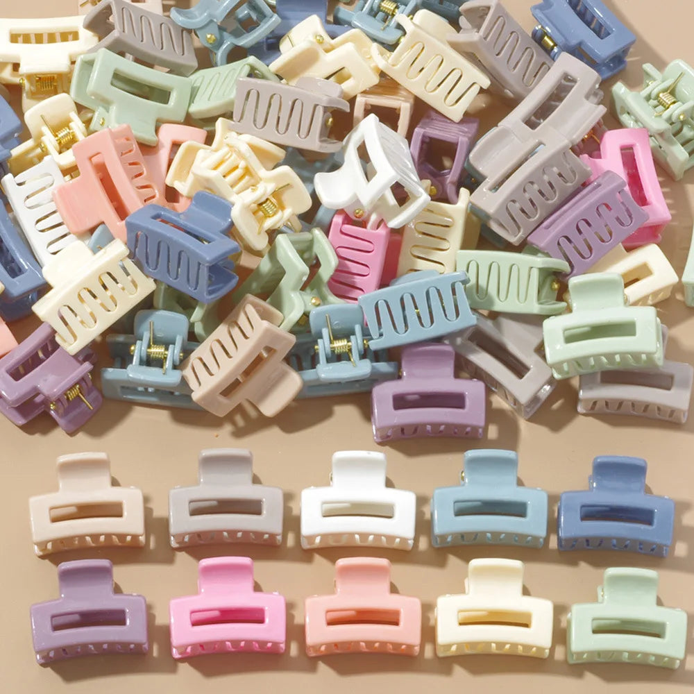 20-Pack Matte Hollow Hair Claw Clips, Solid Candy Colors Rectangular Barrettes for Women