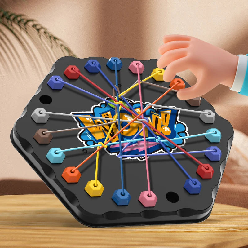 Kids Rope Knot Puzzle Board Game - Colorful Twisted Rope Logic Toy for Ages 7+ Parent-Child Interactive