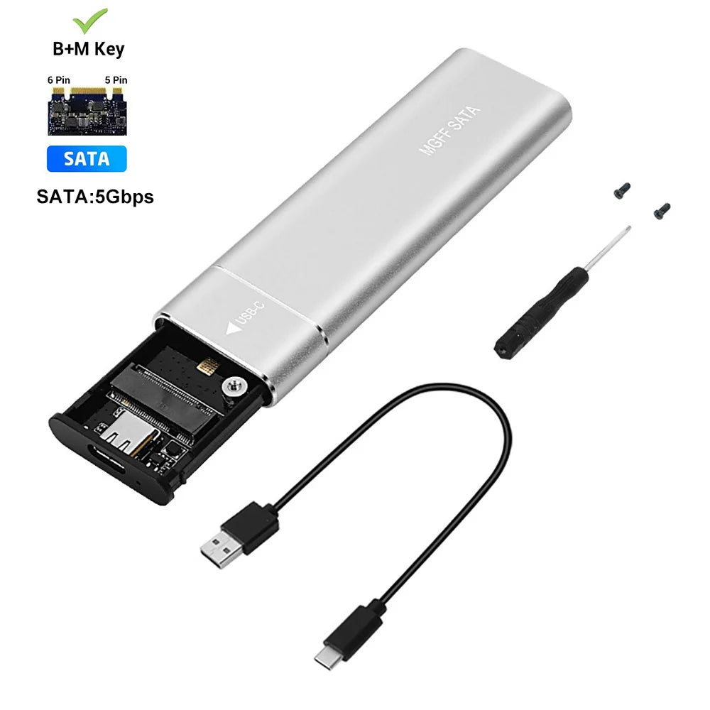 M.2 SSD Enclosure USB 3.1 Type-C - NVMe & SATA Dual-Protocol (2230/2242/2260/2280) 10Gbps External M.2 to USB-C Adapter