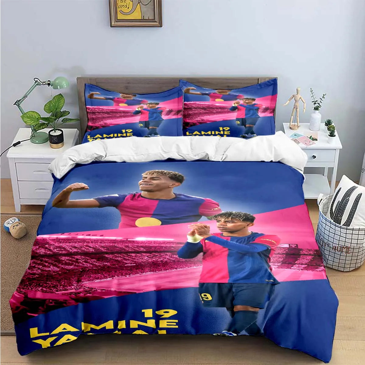 3-Piece Football 3D Print Microfiber Duvet Cover Set with Pillowcases – Soft Hypoallergenic Bedding