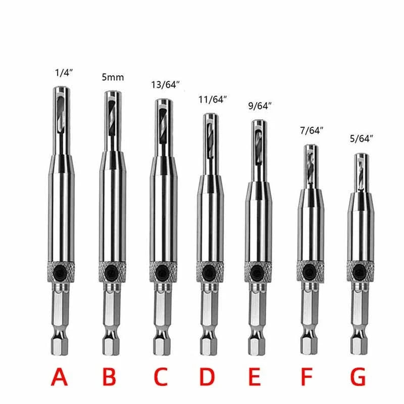 HSS Self-Centering Hinge Drill Bit for Door & Cabinet 1pc 5/64–1/4 in (2.0–6.3 mm) Wood Reaming & Countersink Tool