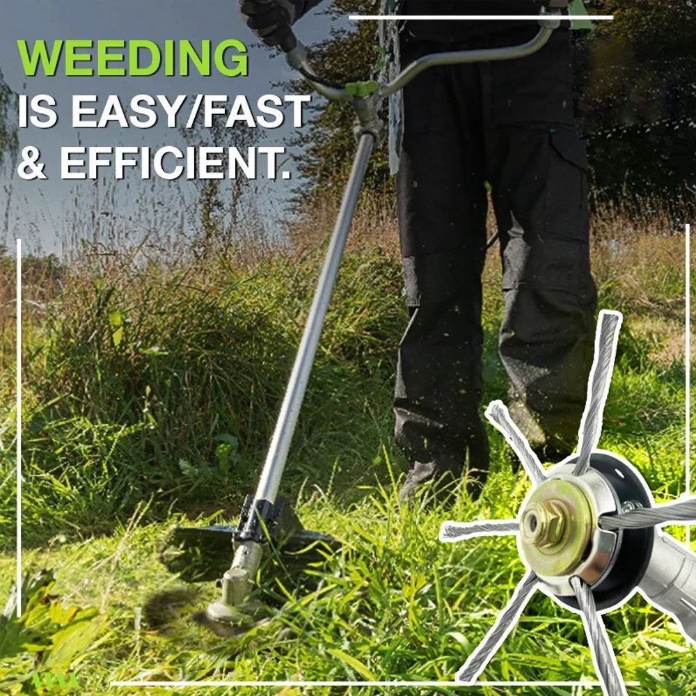 Steel Wire Weed Brush Trimmer Head 5.9in (15 cm) Disc – Grass, Moss & Rust Removal
