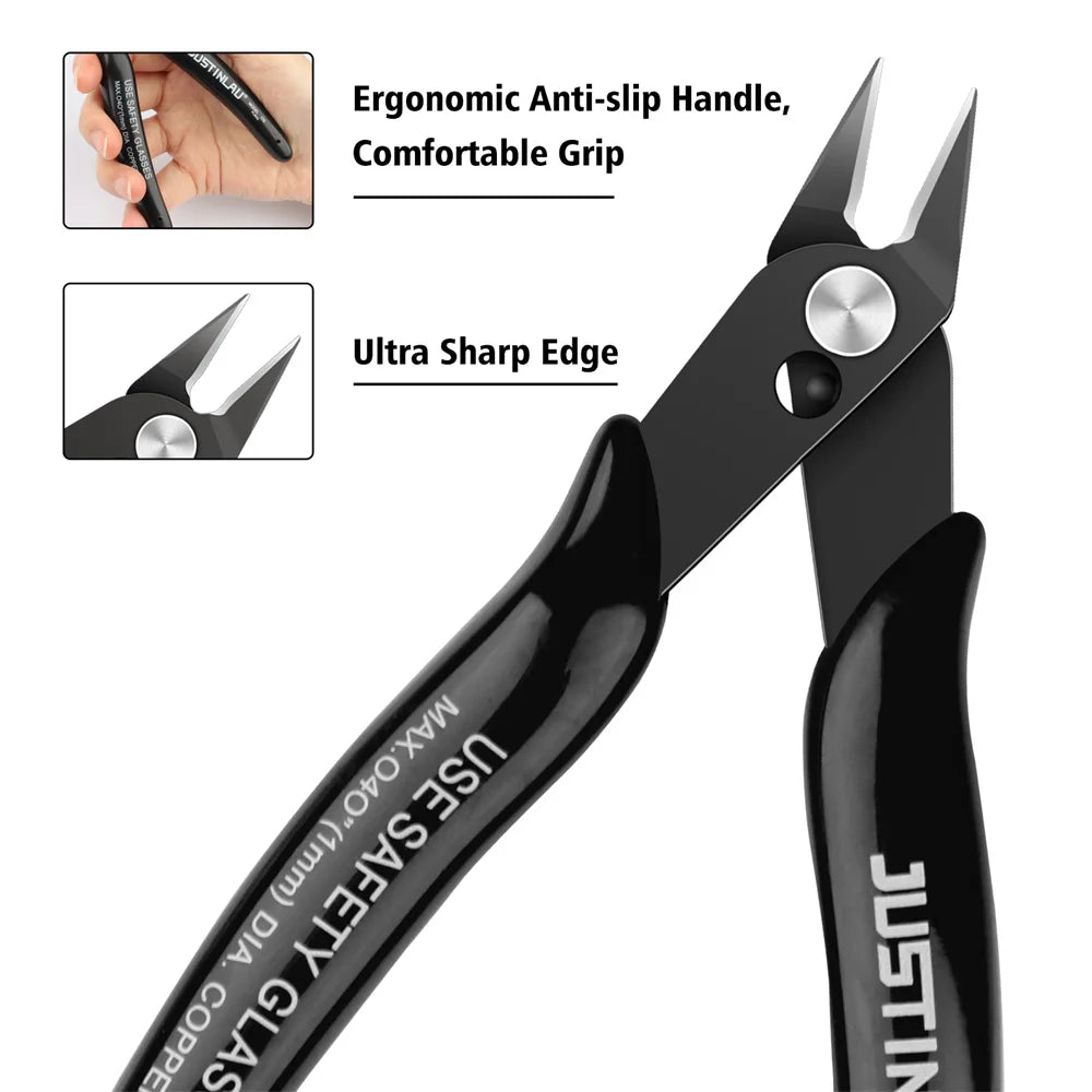 2-Pack Mini Flush Cutting Pliers – Precision Diagonal Wire Cutters for Electrical & Metal Work, Left-Handed