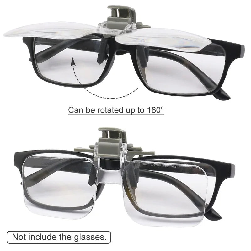 2X Clip-On Reading Magnifier Glasses – Lightweight Acrylic Lens for Needlework, Crafts, Coins & Stamps