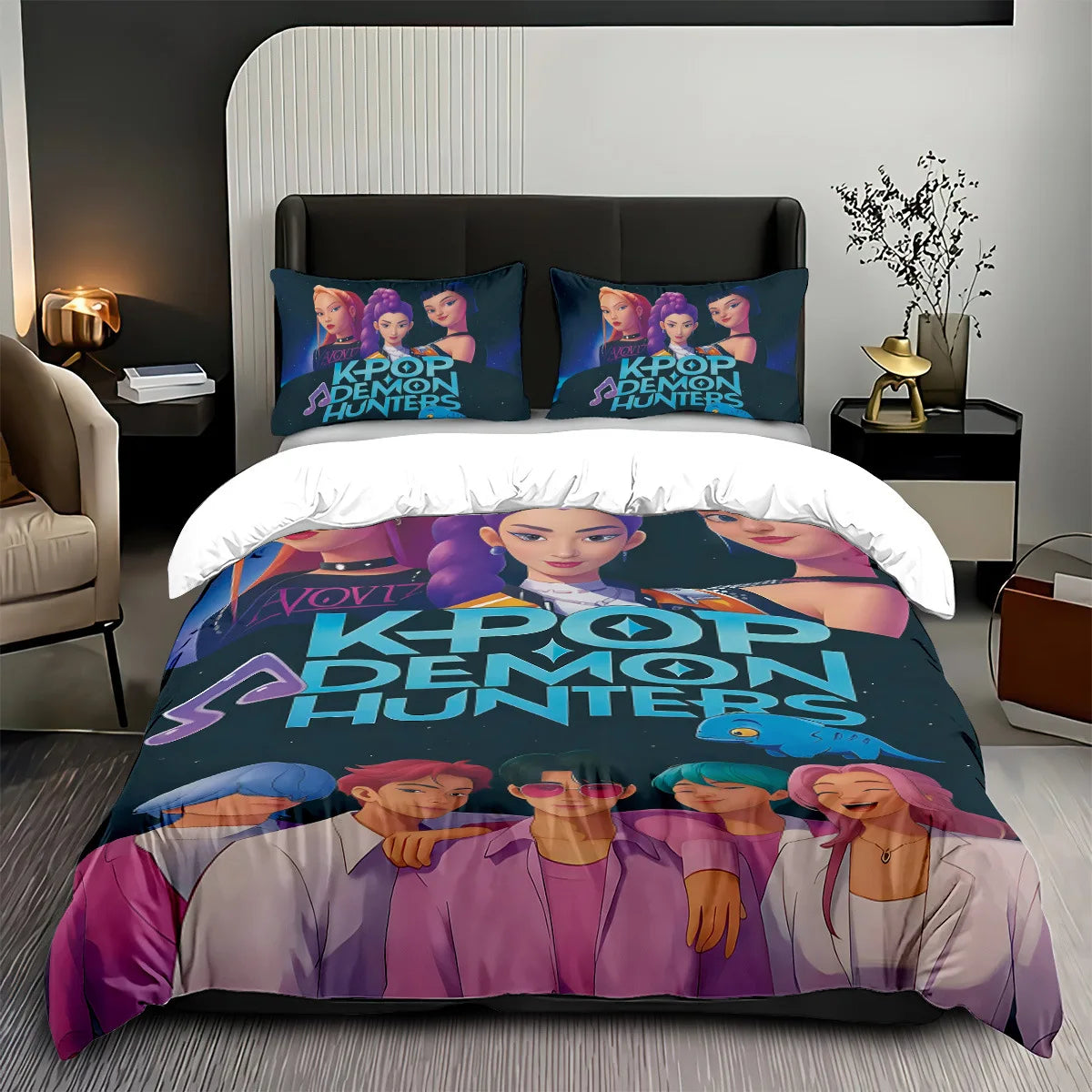 Anime Demon Hunter Zoey Mira Duvet Cover Set 3D Print Bedding for Girls Kids Teens Adults Single Double King