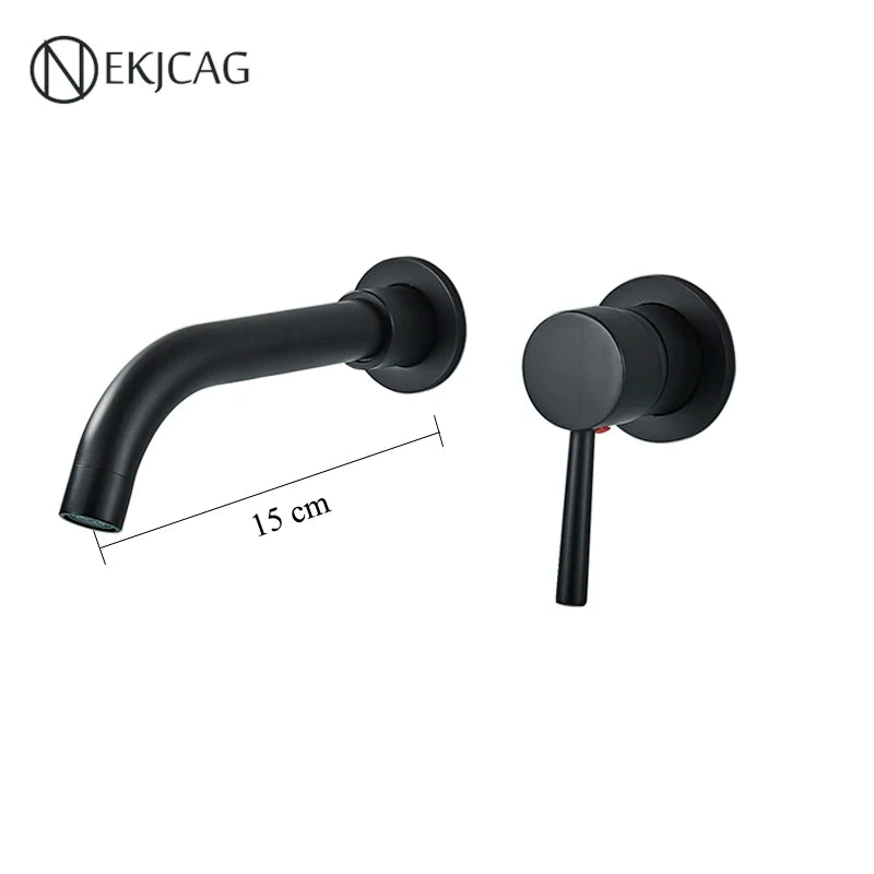 Wall-Mount Single-Handle Basin Faucet – Polished Gold, Matte Black or Chrome Bathroom Sink Mixer (Hot & Cold)