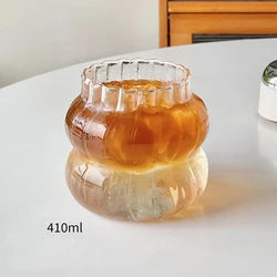 Heat-Resistant Stripe Glass Tumbler — Transparent Tea, Coffee & Juice Mug, 410/530/650 ml (13.9/17.9/22 fl oz)