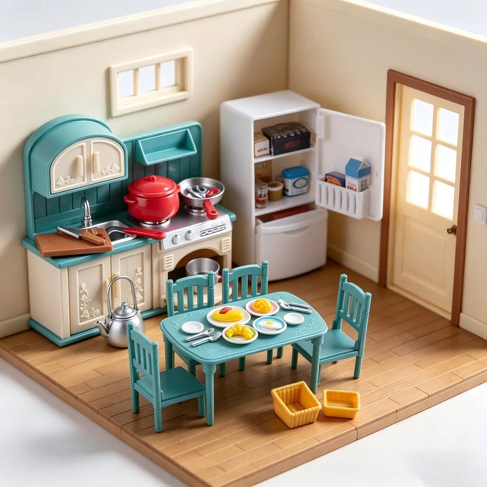 1:12 Miniature Dollhouse Furniture Set - Bathroom, Kitchen & Living Room Accessories Toy Gift for Kids