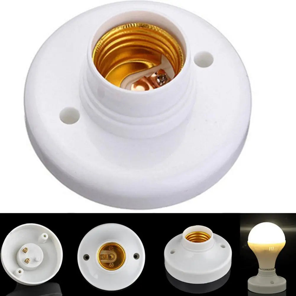 E27 Screw Lamp Holder Socket Adapter 220V White Ceiling Light Bulb Base 1/4-Pack
