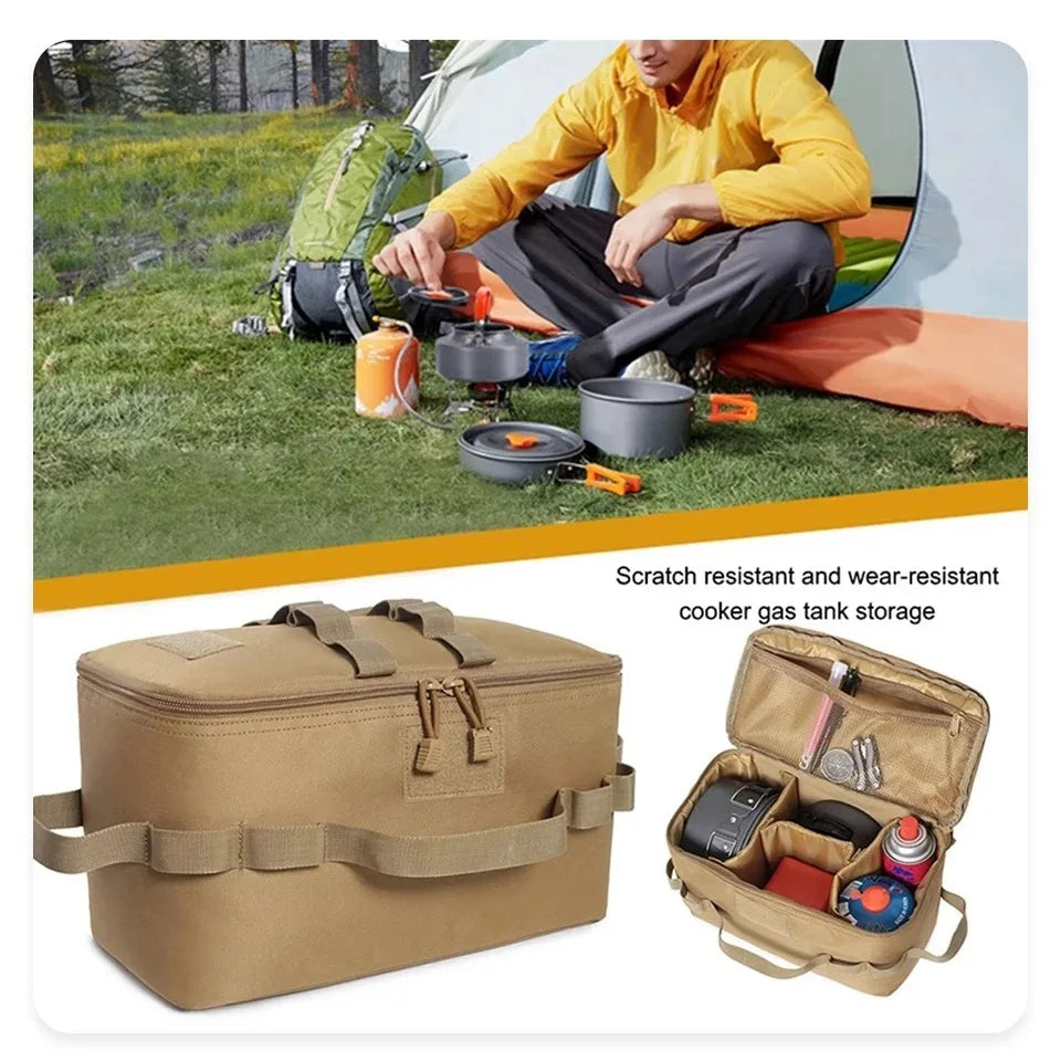 Large Capacity Camping Storage Bag - Outdoor Tool & Picnic Organizer for Cookware, Utensils and Gas Canisters