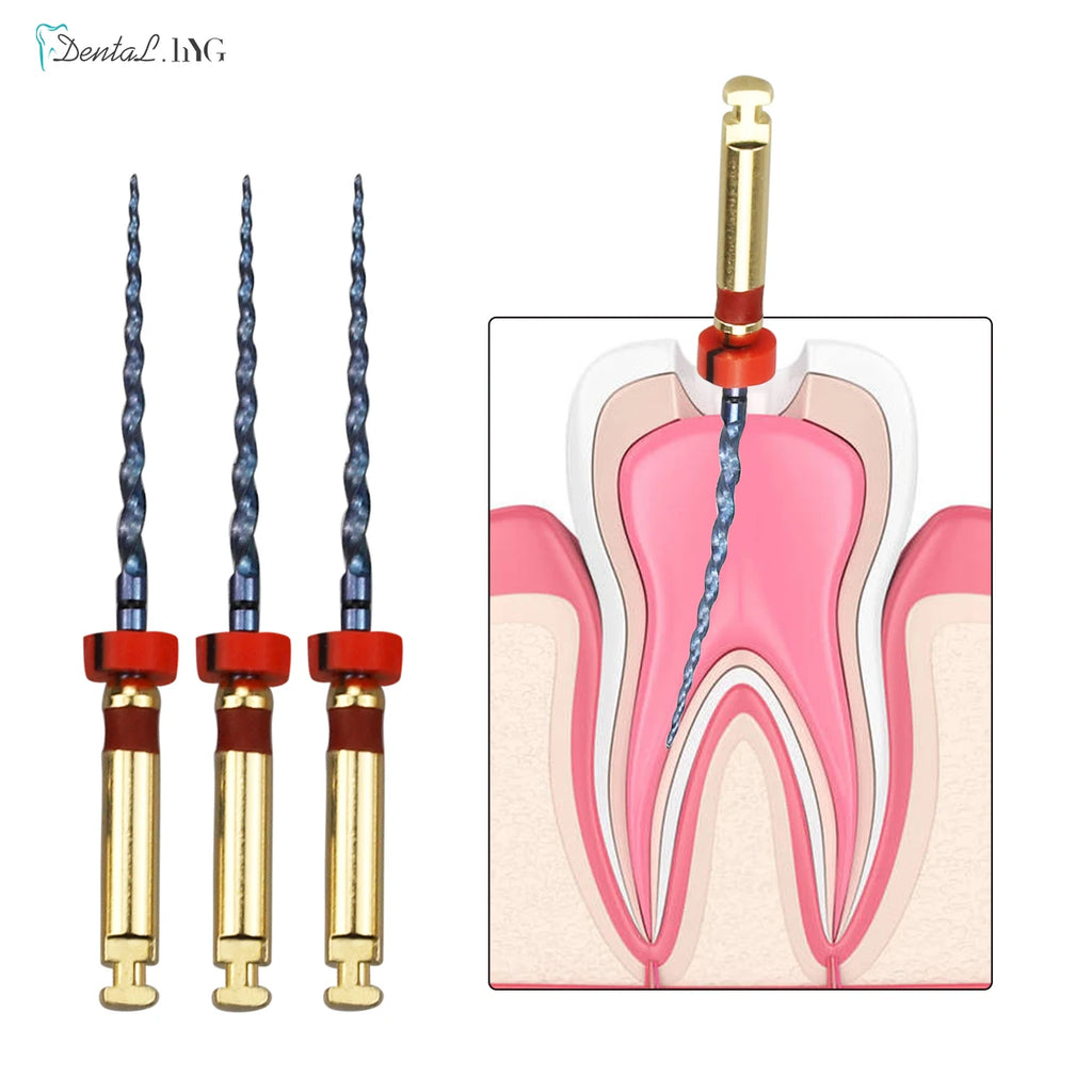 Gold-Coated NiTi Rotary Root Canal Files 6-Pack - Endodontic Files 19mm (0.75in) & 21mm (0.83in)