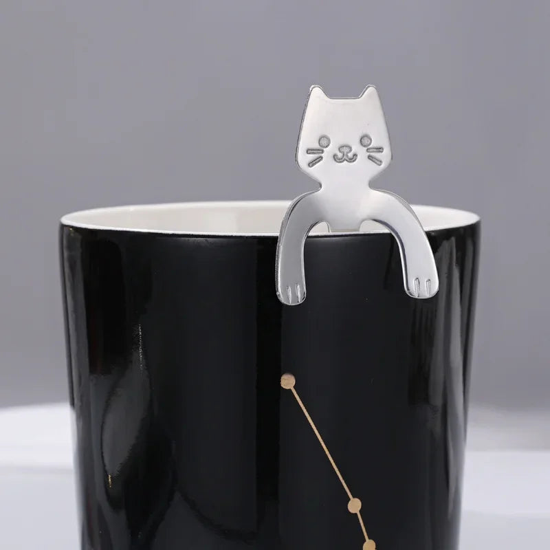 Stainless Steel Cat Teaspoon - Cute Mini Coffee & Dessert Spoon for Ice Cream and Snacks