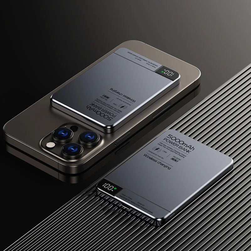 10000mAh Magnetic Wireless Power Bank 20W PD Fast Charge Qi2 MagSafe-Compatible Portable Charger