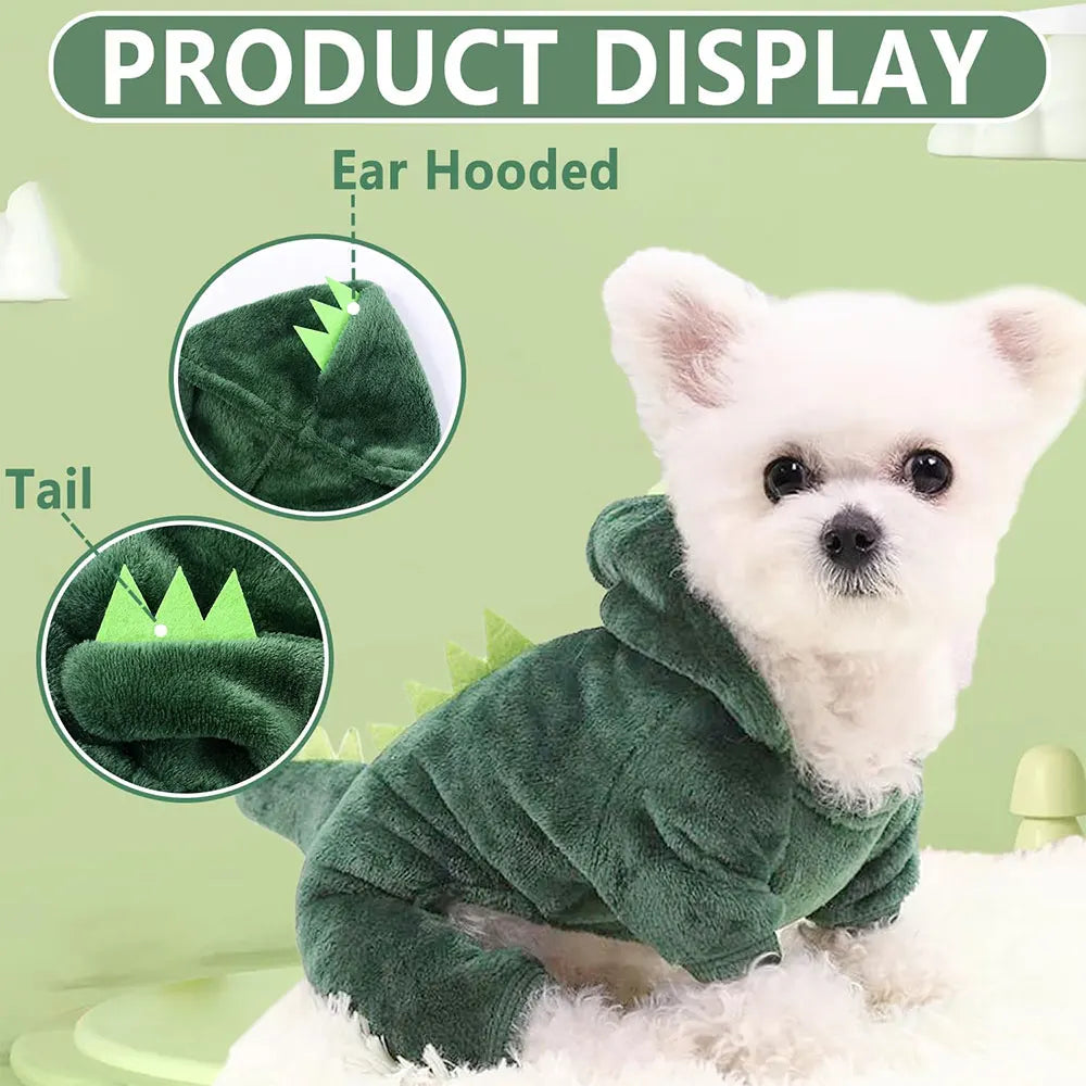 Dinosaur Cotton Pet Pullover – Cute Soft Sweater for Small Dogs & Cats, Autumn Winter Puppy Kitten Clothing