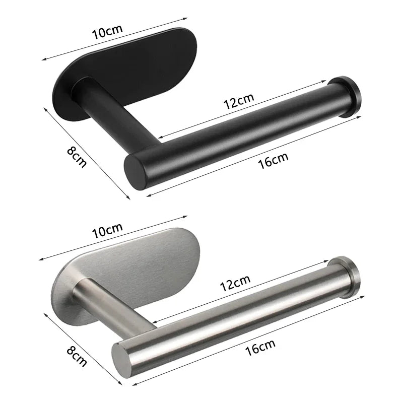 No-Drill SUS304 Stainless Steel Toilet Paper Holder – Self-Adhesive Wall-Mount Tissue Roll Dispenser for Bathroom & Kitchen