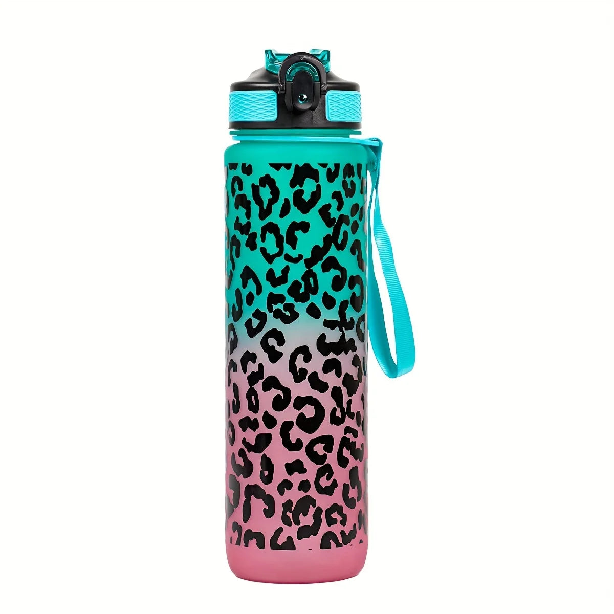 1 L (33.8 fl oz) Leopard Print Leak-Proof Sports Water Bottle - Portable Travel & Gym Bottle