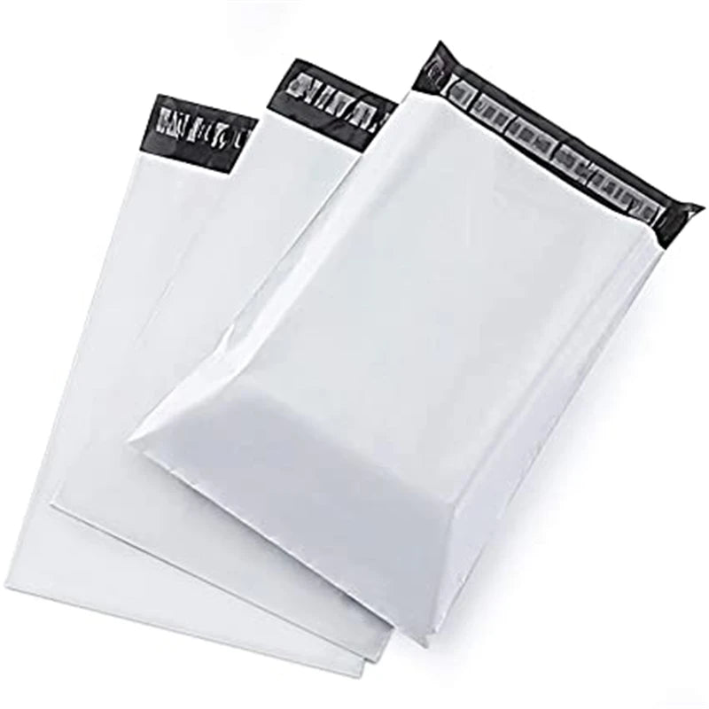 50-Pack White Self-Adhesive Poly Mailers 10 x 13 in (25 x 35 cm) Tear-Resistant Shipping Bags