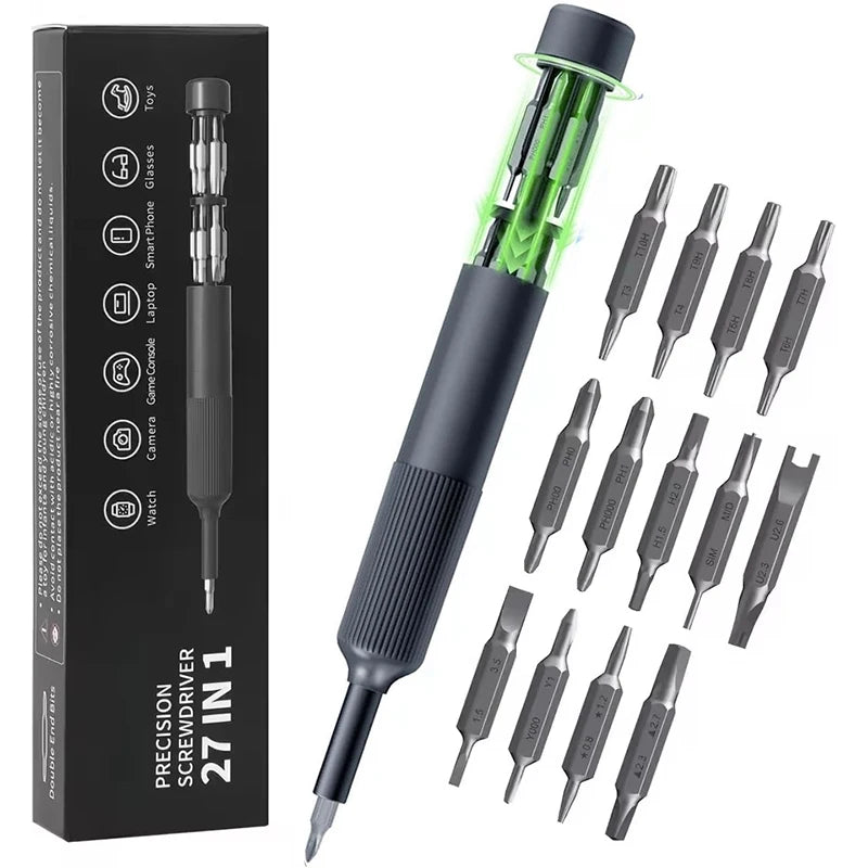 27-in-1 Magnetic Precision Pen Screwdriver Set, Multi-Bit Repair Kit for Electronics, Watches, Eyeglasses & Laptops