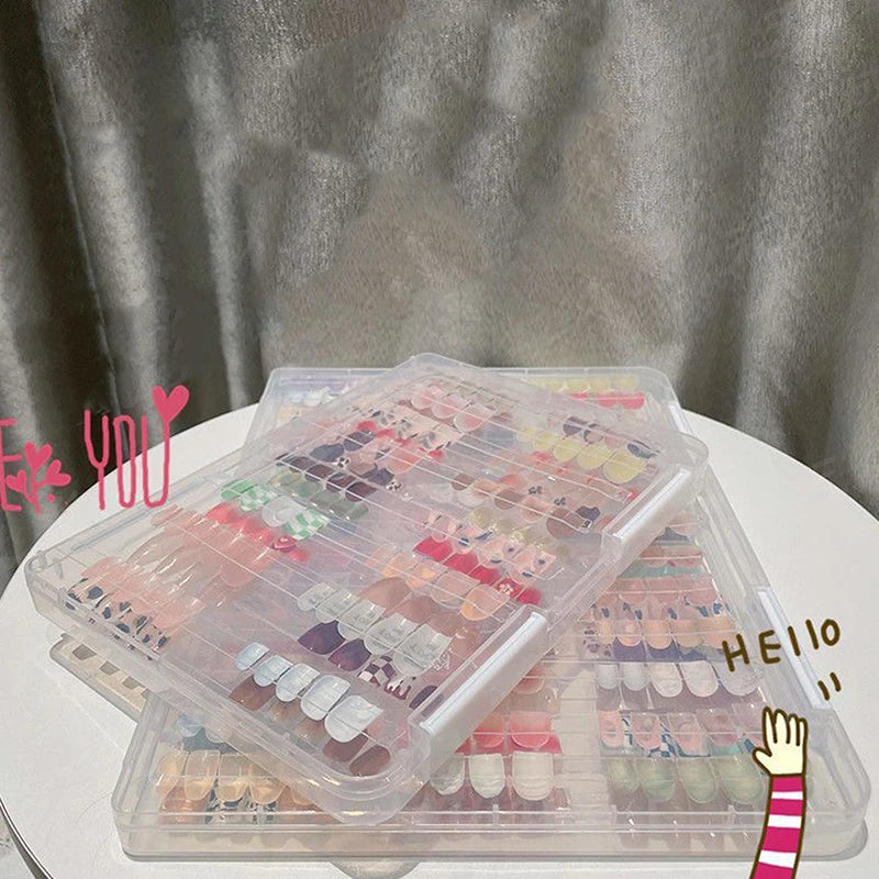 Nail Tip Display Book – Clear Nail Art Display & False Nail Storage Case (S 6.7×5.3 in / L 9.1×6.1 in)