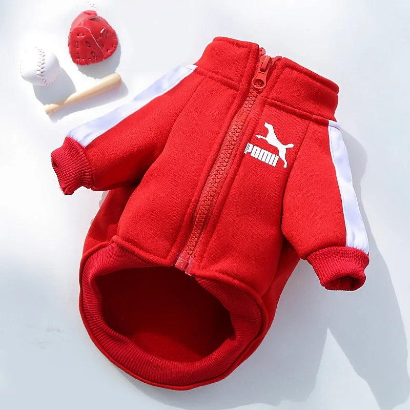 Baseball Pullover Dog Hoodie - Winter Jacket for Small & Medium Dogs, French Bulldog Chihuahua Pug Puppy Coat