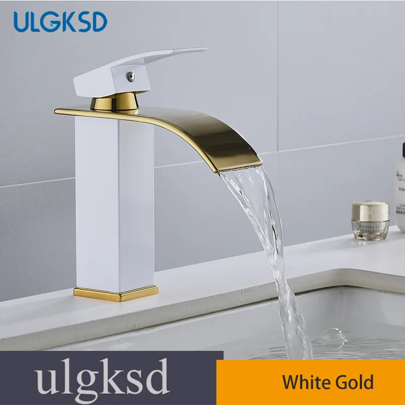 Waterfall Basin Faucet - Single Handle Deck-Mounted Mixer Tap for Bathroom Sink (Hot & Cold)