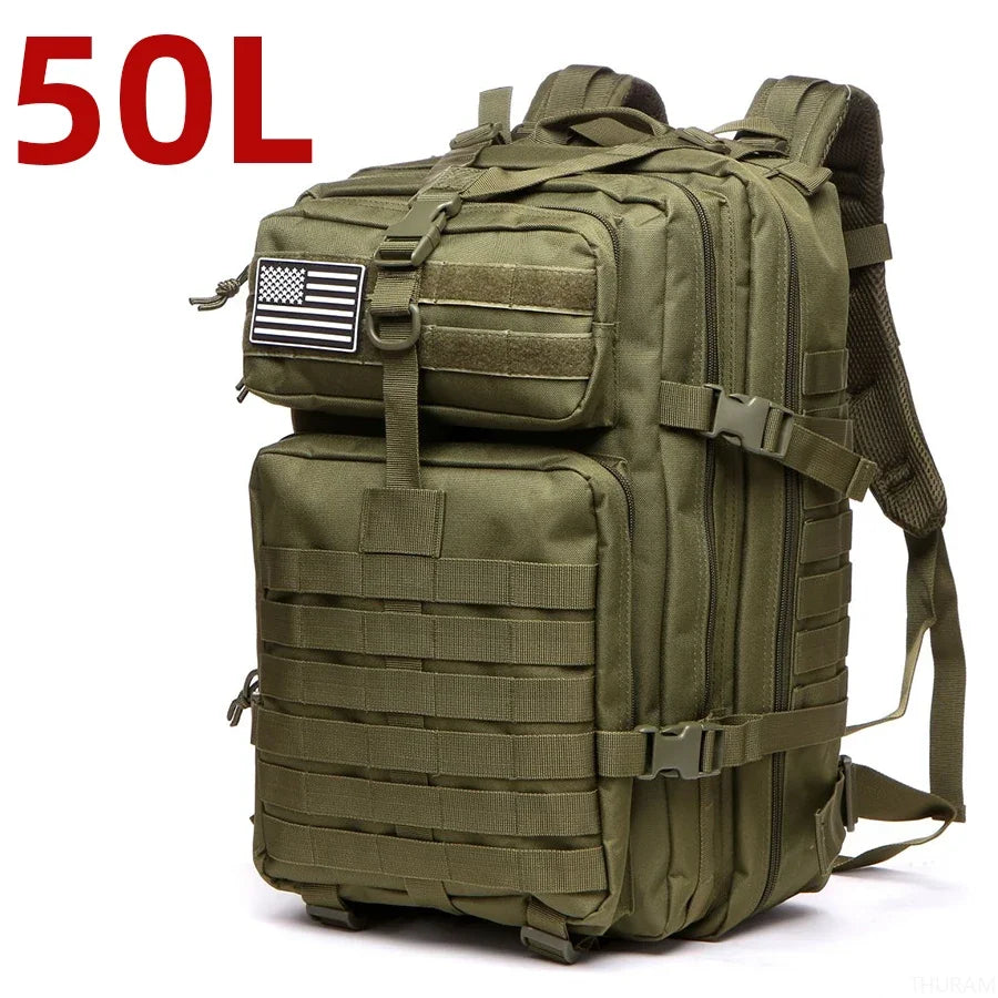 25L & 50L Waterproof Nylon Tactical Backpack - Hiking Camping Trekking Fishing Rucksack with MOLLE