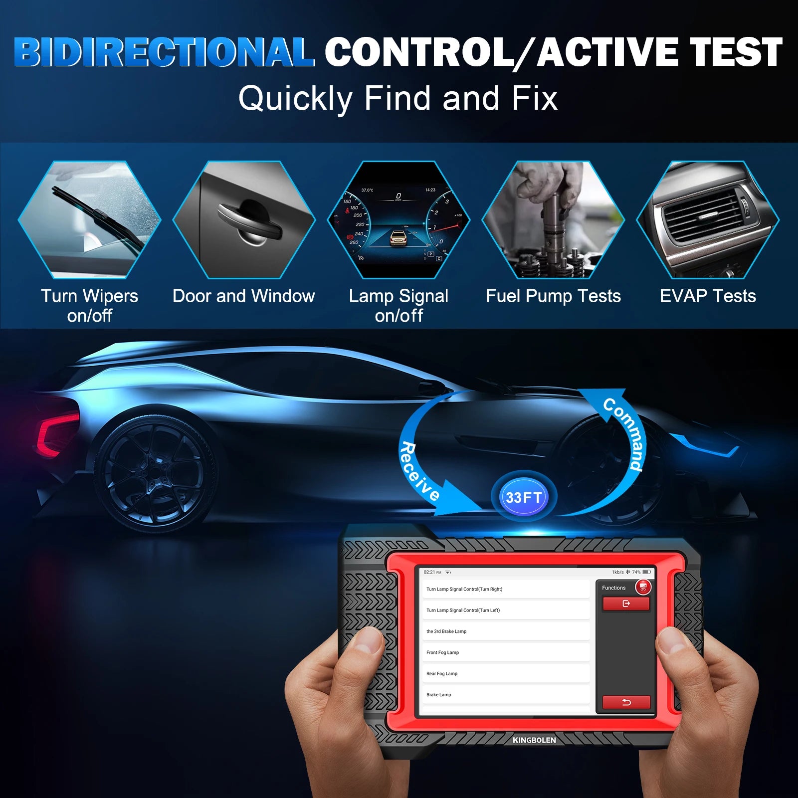 OBD2 Bluetooth Scanner 7-Inch (17.8 cm) Tablet Diagnostic Tool — Bi-Directional ECU Coding, 28+ Service Resets, FCA AutoAuth, 3-Year Free Updates