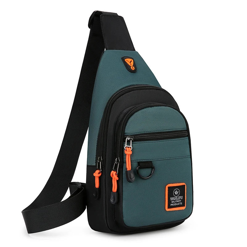 Men's Casual Nylon Chest Sling Bag - Small Crossbody Phone Pouch for Running, Cycling & Travel (Fits up to 7.9-inch Tablet)