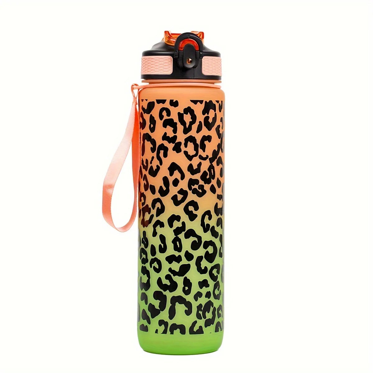 1 L (33.8 fl oz) Leopard Print Leak-Proof Sports Water Bottle - Portable Travel & Gym Bottle