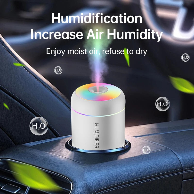 180ml (6.1 fl oz) Mini USB Ultrasonic Humidifier Aroma Diffuser for Car Home Bedroom with LED Light