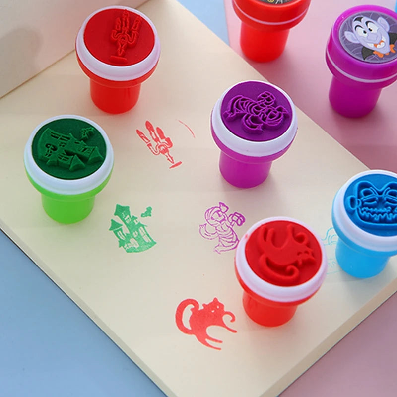 24-Pack Halloween Self-Inking Stamps — Pumpkin, Ghost, Bat, Cat & Witch Party Favors for Trick-or-Treat