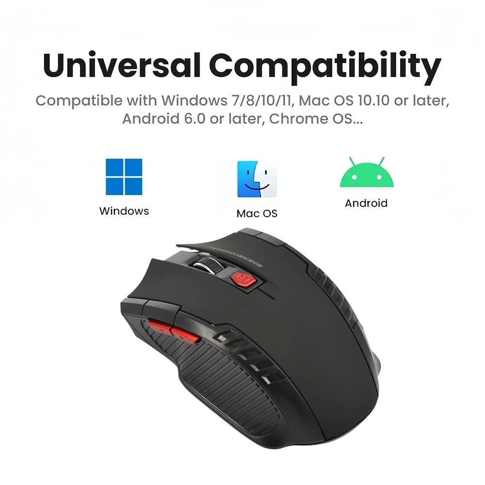 2.4G Wireless Mini Optical Mouse 1600 DPI with USB Receiver – 6-Button Right-Handed Portable Mouse for Laptop PC