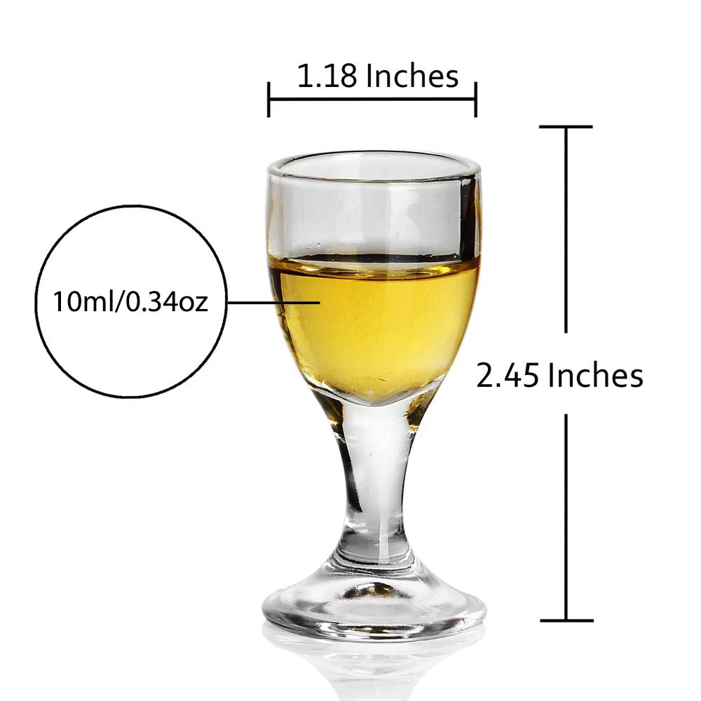 6-Pack Mini Stemmed Shot Glasses Assorted 10/15/25 ml (0.34/0.51/0.85 oz) Clear Mini Wine Cups for Liquor, Sake & Parties