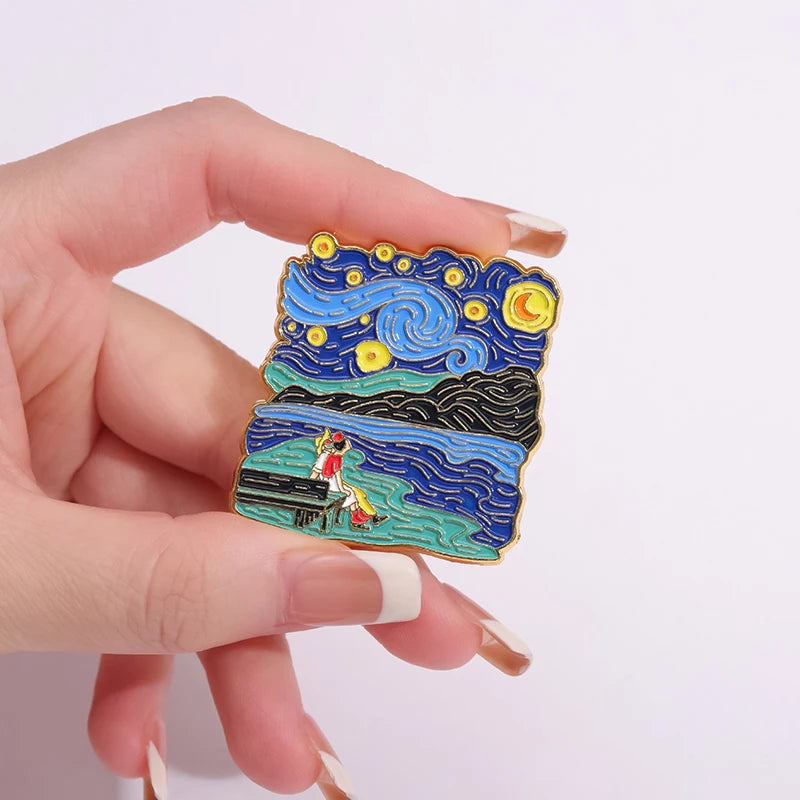 3–5 Piece Enamel Pin Set – Tarot Cards, Night Sky & Black Cat Lapel Pins | Punk Gothic Brooches Gift