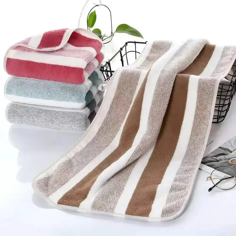 Striped Microfiber Towel Set – 70 x 140 cm (27.6 x 55.1 in) Bath + 35 x 75 cm (13.8 x 29.5 in) Face Towel – Quick Dry, Soft & Absorbent