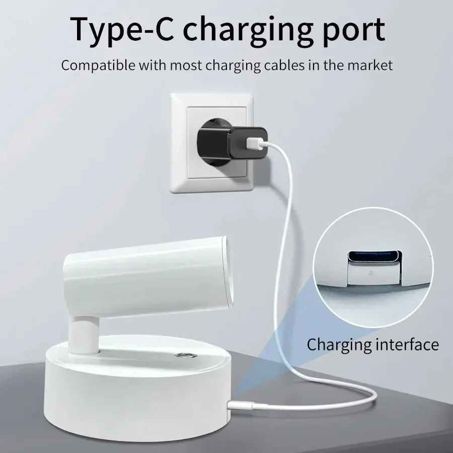 3-Color LED Magnetic Wall Light Dimmable USB-C Rechargeable Touch Reading Lamp for Bedside & Study