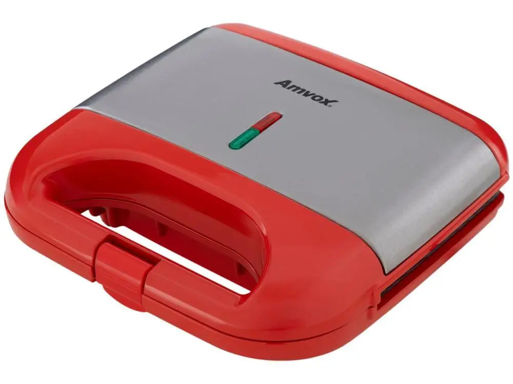 Red 750W 2-Slice Grill and Sandwich Maker 110V Nonstick Plates Safety Lock