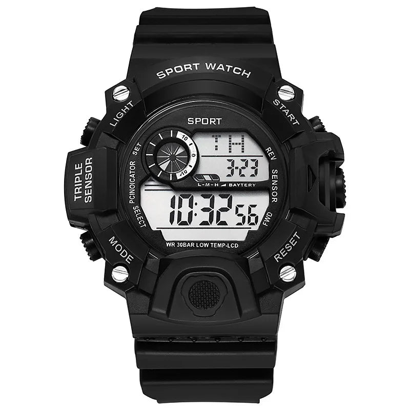 Men's Sports Digital Watch - Large 55mm Dial, Waterproof 3ATM (30M), Luminous Alarm & Stopwatch