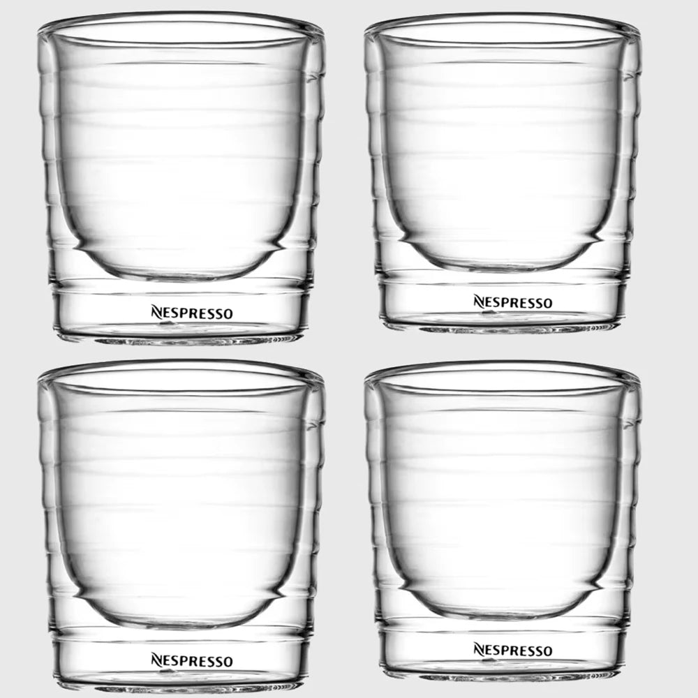 Double Wall Heat-Resistant Glass Coffee & Tea Mug, Clear Insulated Cup — 85ml (3oz) / 150ml (5oz) / 350ml (12oz), Single or 2/4/6 Pack